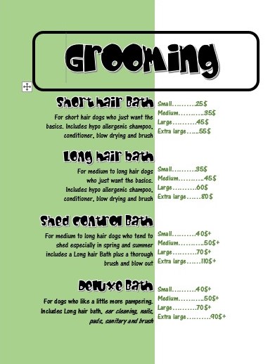 grooming menu photo 1
